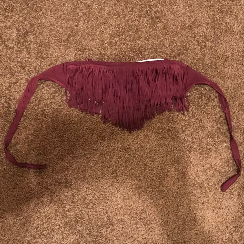 Purple fringe bikini top size large